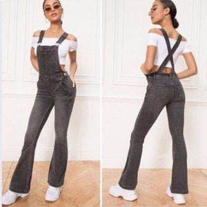 Free People Carly Gray Denim Overalls Size 28 NWT